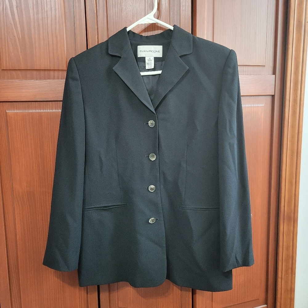Evan Picone Blazer Skirt Set Womens Jacket Black Formal Workwear | 10